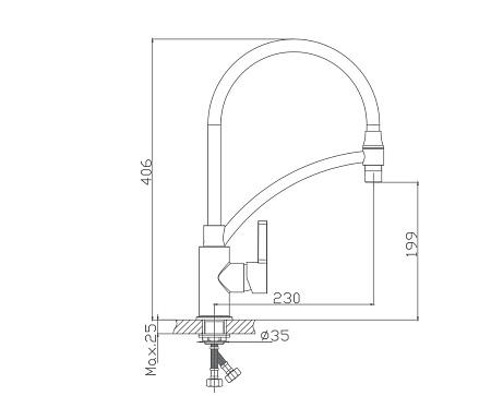 Смеситель для кухни HAIBA HB73644-7, гибкий излив, латунь, черный