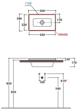 Раковина накладная Globo Forty3 FO056.BIx0 55х34 см