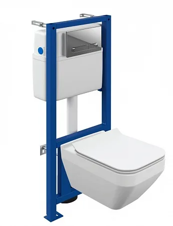 Комплект Cersanit CREA SQUARE CO DPL EO slim инсталляция LINK PRO кнопка ESTETICA пл. хром глянцевый