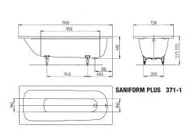Стальная ванна Kaldewei Saniform Plus 170x73 см покрытие Easy-clean