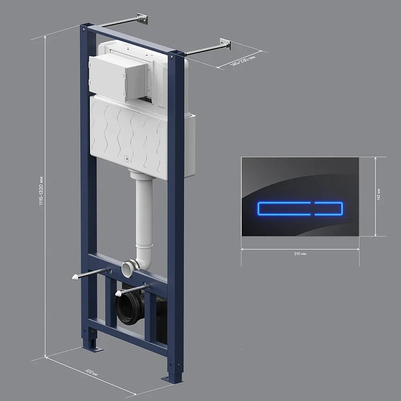 Инсталляция для подвесного унитаза AM.PM Pro I012704.50A38 с сенс. клавишей чёрный глянец