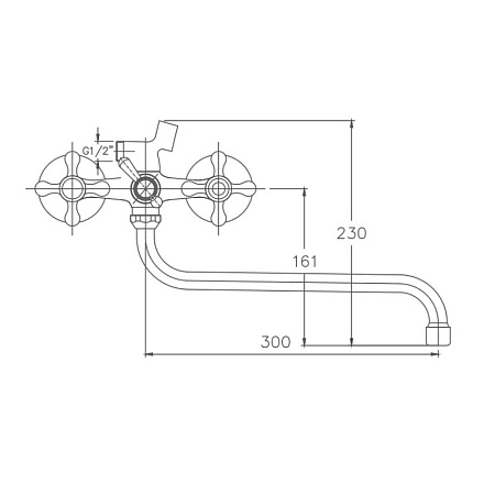 Смеситель для ванны HAIBA HB2208, длинный излив, латунь, хром