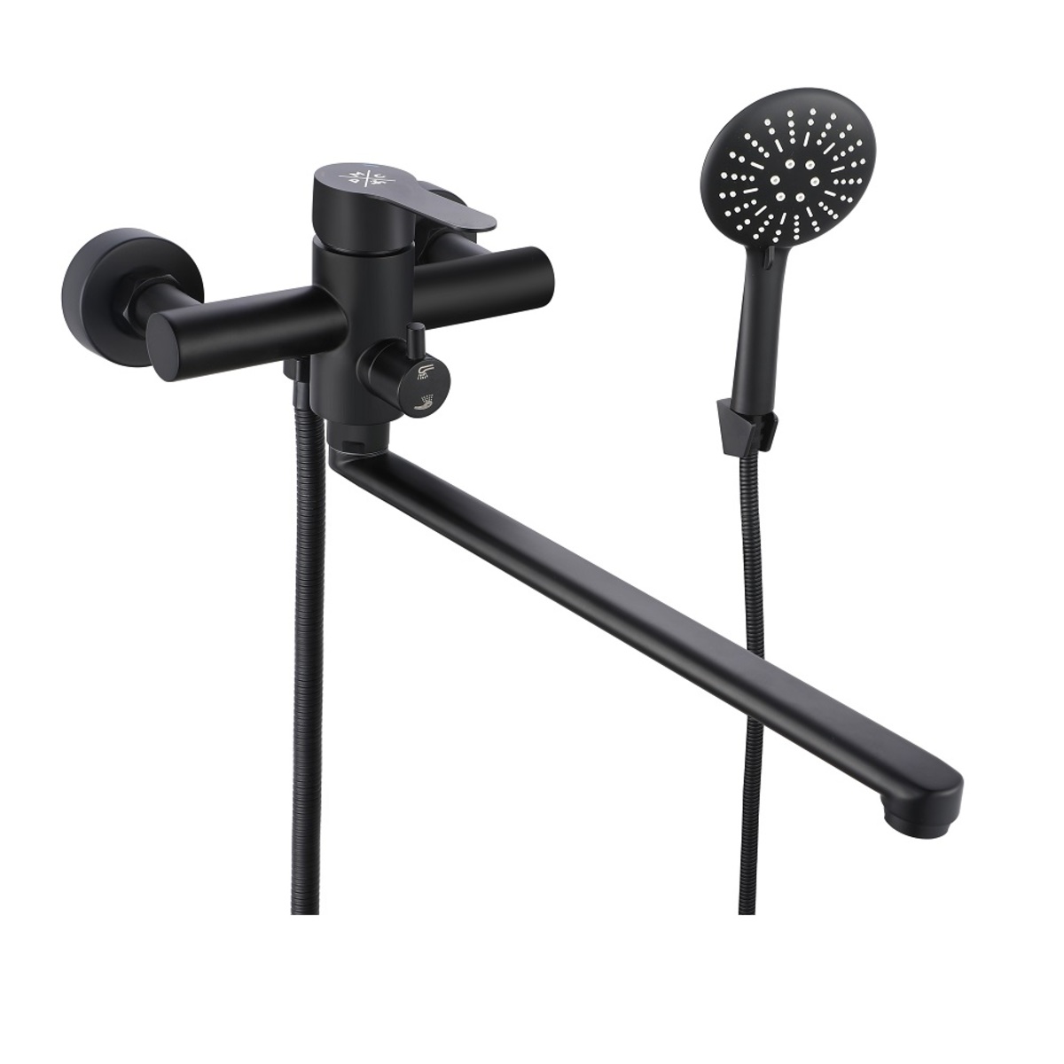 Смеситель для ванны с душем РМС SUS124BL-006EP матовый черный