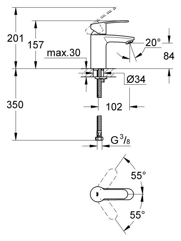 Смеситель Grohe Eurostyle Cosmopolitan 3246820E для раковины
