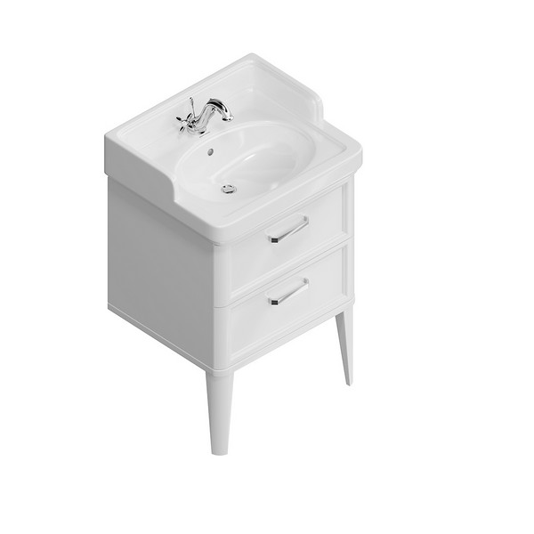 PO.N.60.2/WHT Тумба POMPEI напольная с 2 ящиками 60, белая глянцевая
