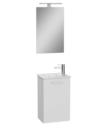 Комплект мебели Vitra Mia 40, тумба с дверцами + раковина + зеркало, белый глянец