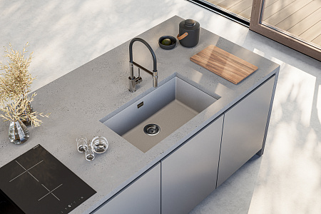 Мойка кухонная Alveus OMNI 40 GRANITAL CONCRETE-G81 750x450x198 с сифоном 1145083