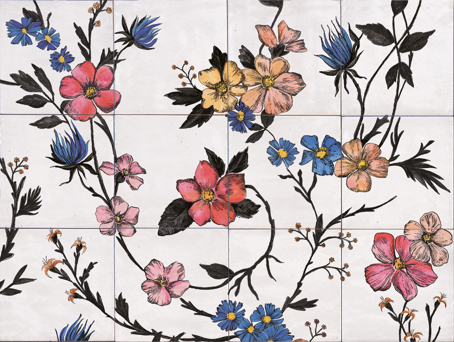 Керамогранит Marazzi Italy Декор Rice Decoro Garden Modulo B 45х60