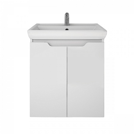Тумба Dreja.eco Q (D) 55 Plus подвесная/напольная, 2 дверцы, с опорами, белый глянец