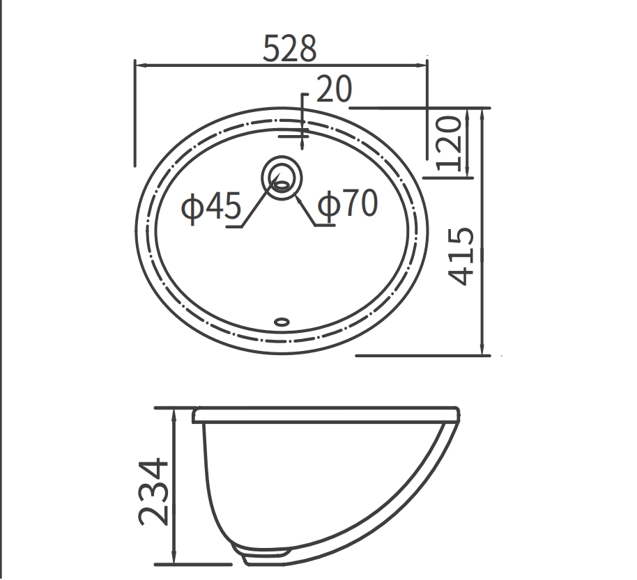 Раковина Arrow 53 см AP406E белая