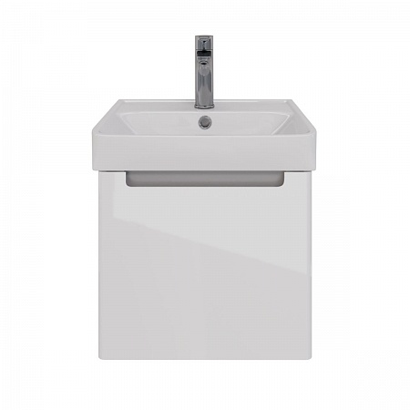 Тумба Lemark BUNO MINI 45см под раковину, подвесная,1 ящик, цвет корпуса, фасада: Белый глянец