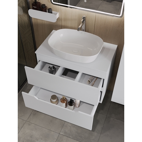 Orange Лайн Li-80TuwMDF+B08-500W тумба с раковиной подвесная 80 см, белый