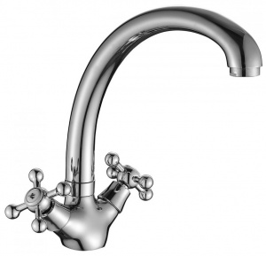 Смеситель Decoroom DR54029 двуручный для кухни с поворотным изливом, хром