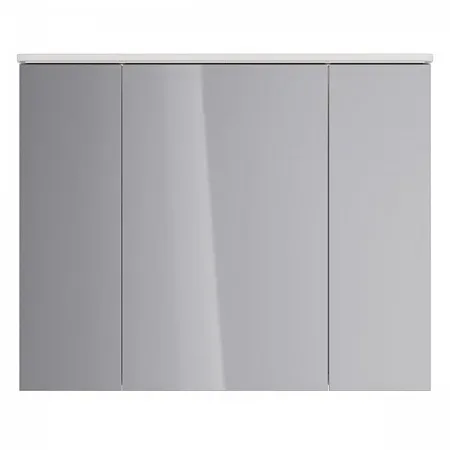 Шкаф зеркальный Lemark ZENON 100х80см 3-х дв, с козырьком-подсветкой, с розеткой, Белый глянец