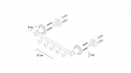 Fixsen LUKSOR FX-71605-5B Планка 5 крючков
