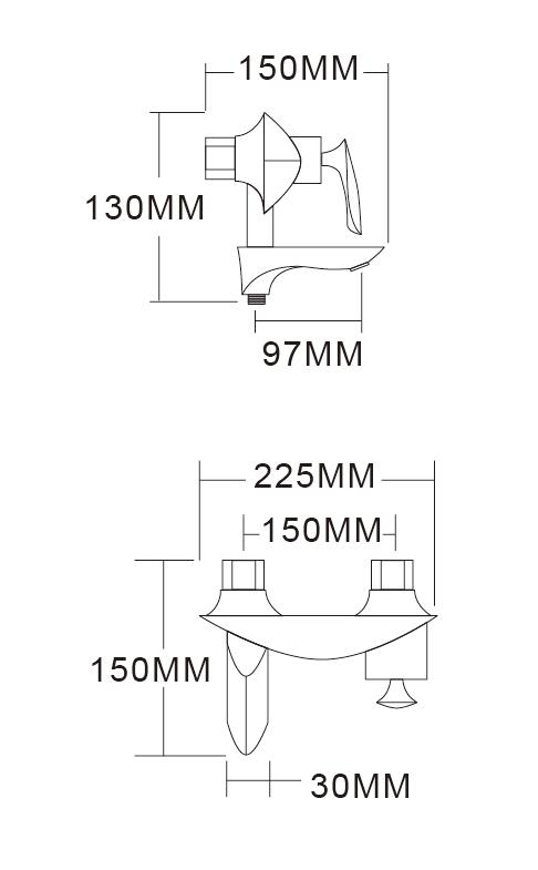 Смеситель для ванны с ручным душем Groсenberg GB8001 Хром