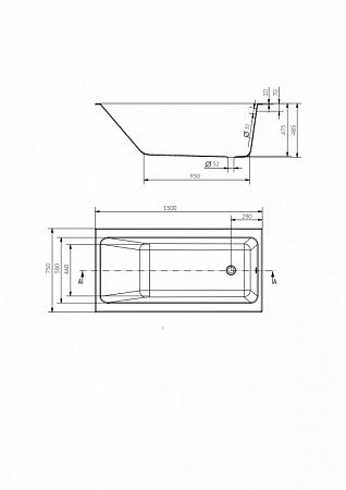 Ванна Cersanit прямоугольная CREA 150x75 белый