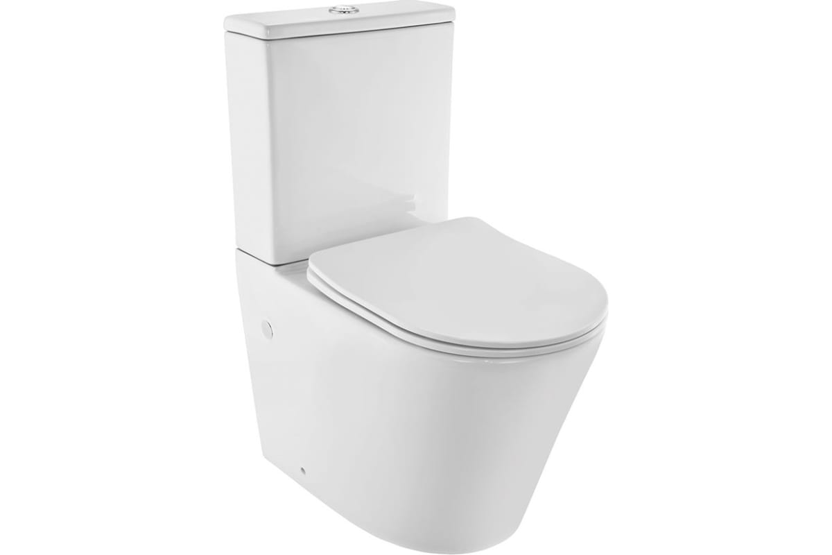 Унитаз-компакт безободковый Bond Oval F03-00 с крышкой-сиденьем микролифт белый