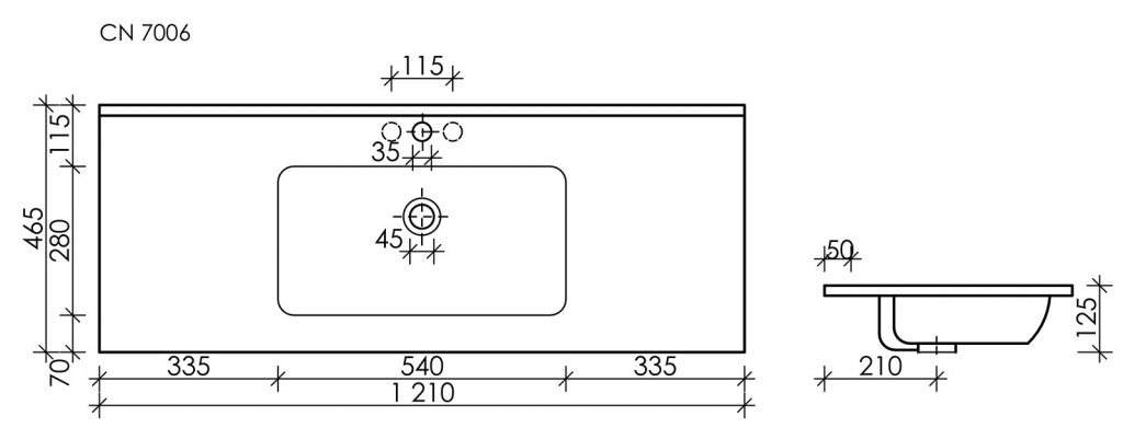 Раковина Ceramica Nova Element 121 см, CN7006