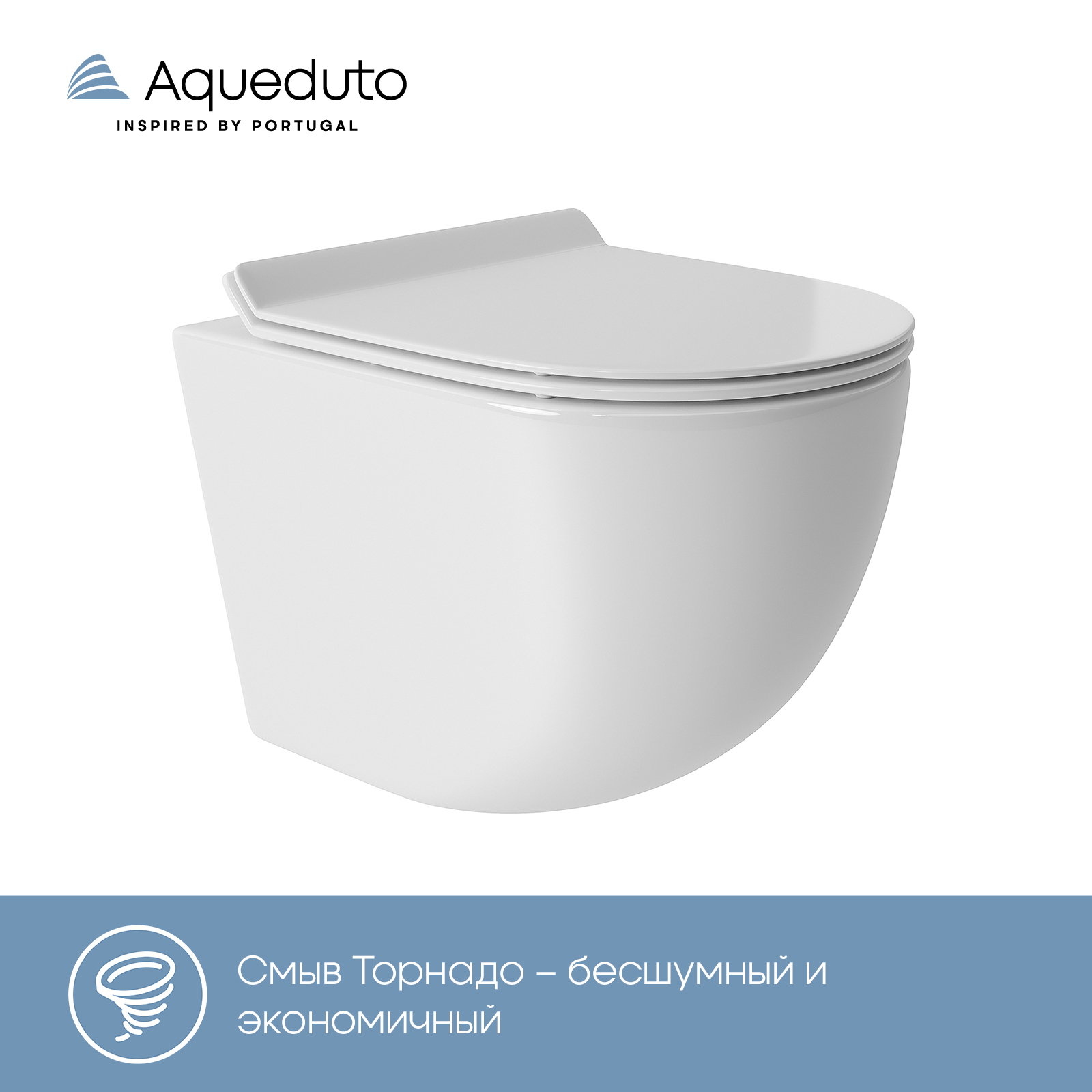Унитаз подвесной безободковый Aqueduto Ovo OVOT0110 с крышкой-сиденьем микролифт, глянцевый белый