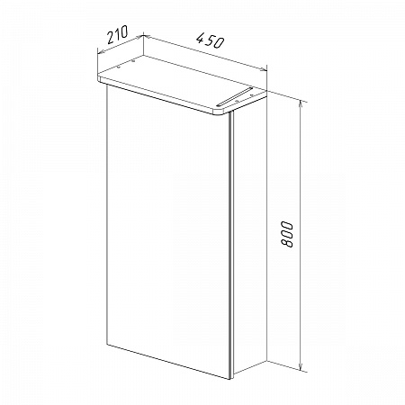 Шкаф зеркальный Lemark ZENON 45х80см 1 дв, петли слева, с козырьком-подсветкой, с розеткой, Белый гл