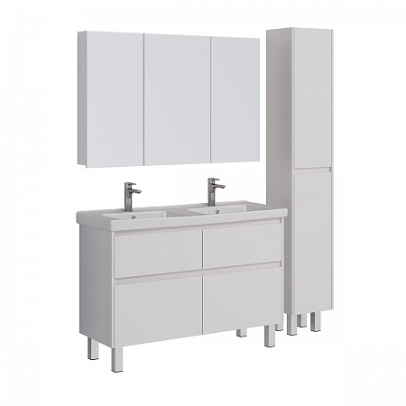 Шкаф зеркальный Lemark UNIVERSAL 120х80см 3-х дверный, цвет корпуса: Белый глянец