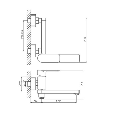 Смеситель для ванны HAIBA HB60617, короткий излив, латунь, хром