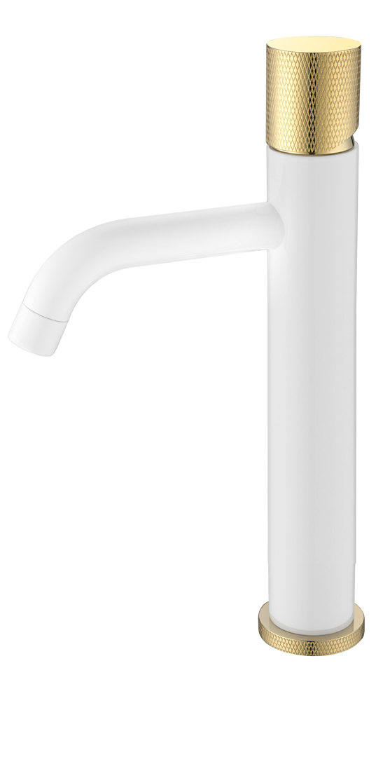 Смеситель Boheme Stick 122-WG.2 для раковины, white touch gold