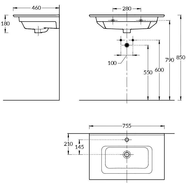 PI.wb.75 Раковина PIANO 75 с крепежом