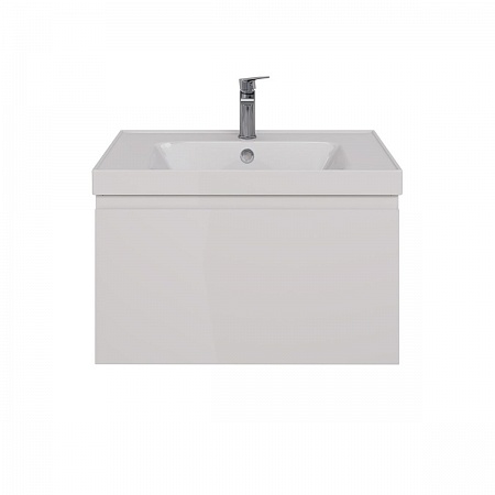 Тумба Lemark VEON MINI 70см под раковину, подвесная,1 ящик, цвет корпуса, фасада: Белый глянец
