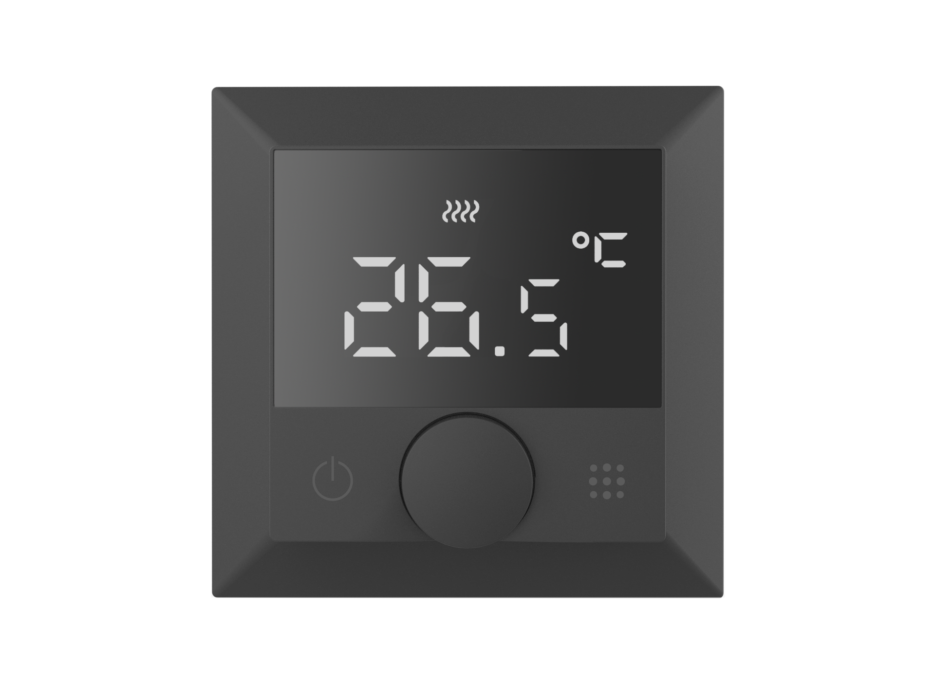 Термостат с датчиком пола программируемый,  с Wi-Fi,  16A,  размер накладки 55х55мм,  с ручкой настройки,  цвет чёрный
