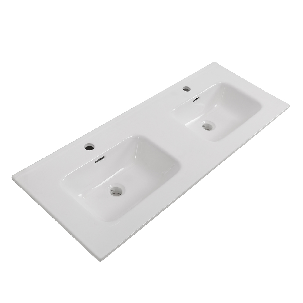Раковина BelBagno 120 см BB1200-2-ETL глянцевая белая
