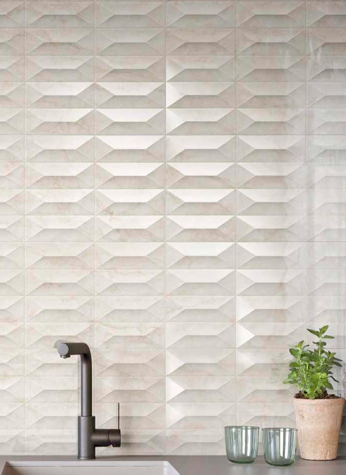 Керамическая плитка Marazzi Italy Плитка Marbleplay Calacatta Struttura Gem 3D Rett. 30х90