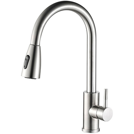 Смеситель для кухни HAIBA HB73304-2, выдвижной излив, нержавеющая сталь