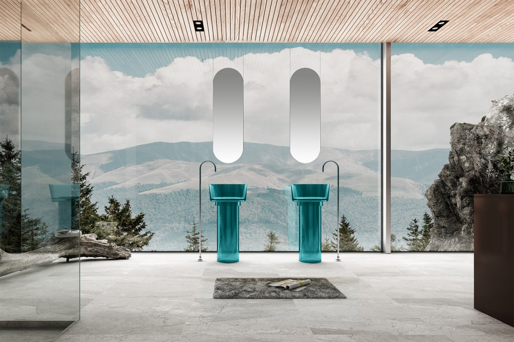 Раковина Abber Kristall 45 см AT2702Aquamarin-H бирюзовая