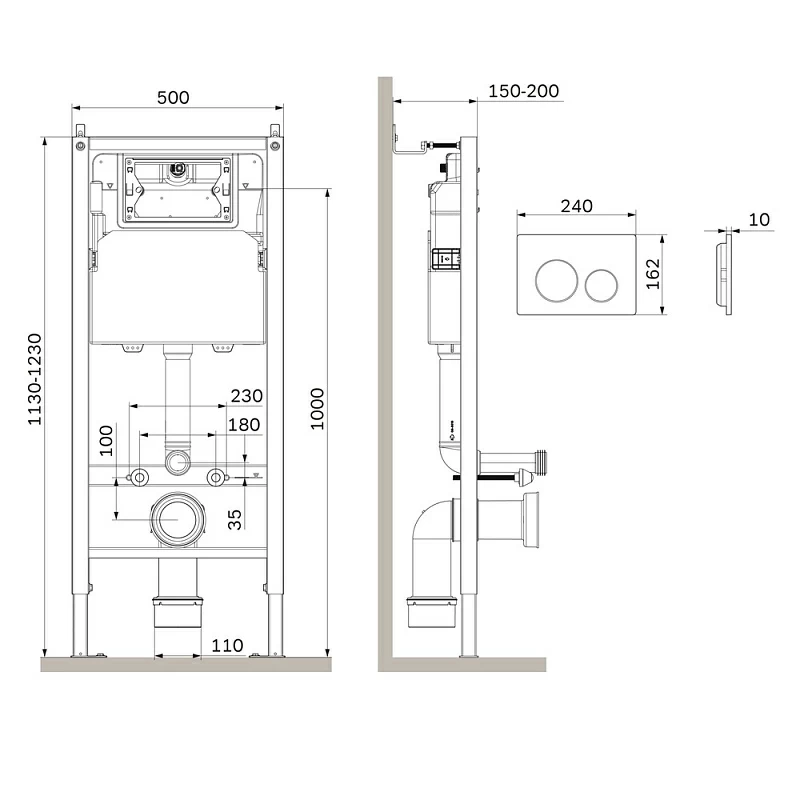 Инсталляция для подвесного унитаза AM.PM PrimeFit I012709.0101 с механ. клавишей L белый глянец