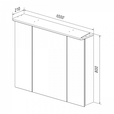 Шкаф зеркальный Lemark ZENON 100х80см 3-х дв, с козырьком-подсветкой, с розеткой, Белый глянец