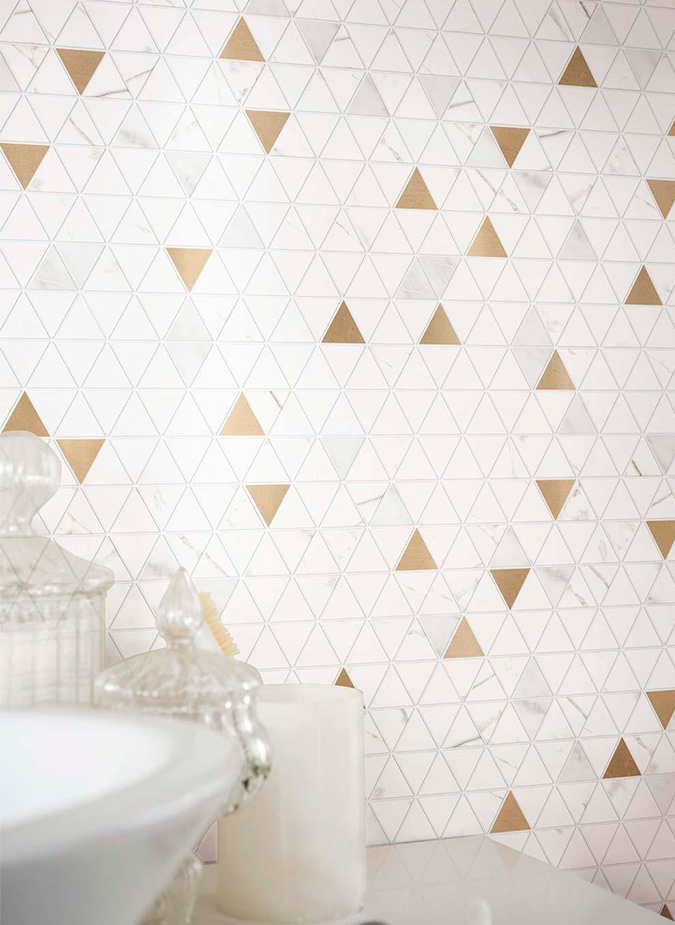 Мозаика Marazzi Italy Allmarble Wall Golden White Sat.Mosaico Tria 40х43