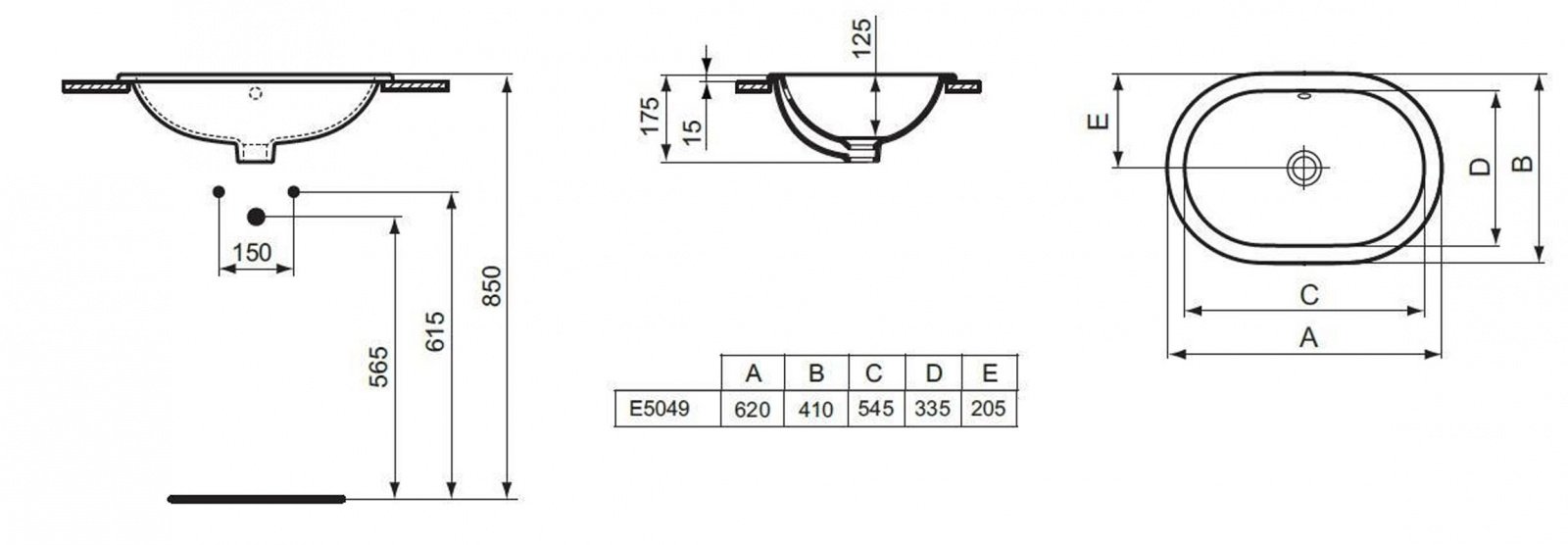 Раковина Ideal Standard Connect E504901 62 см