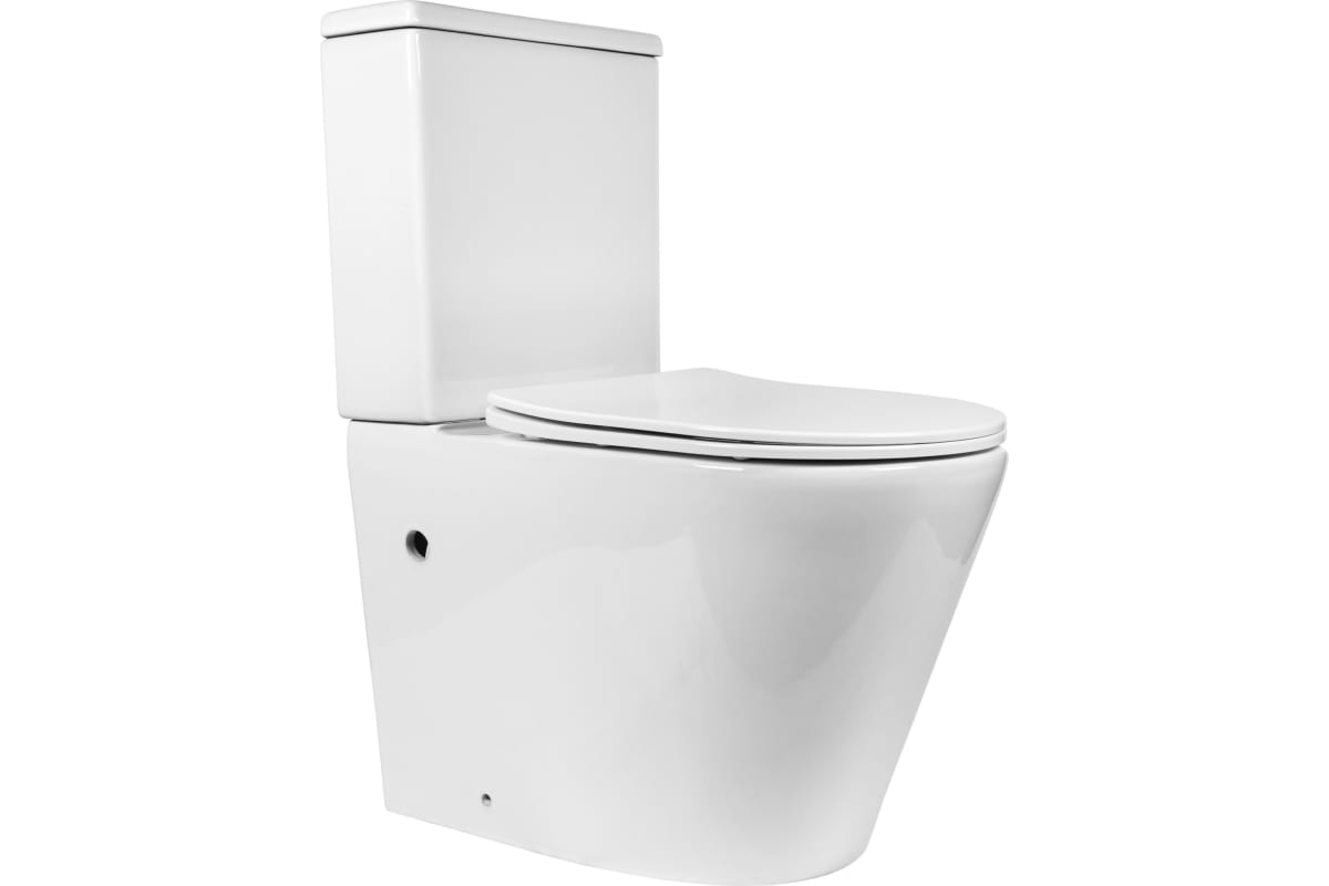 Унитаз-компакт безободковый Bond Oval F03-00 с крышкой-сиденьем микролифт белый