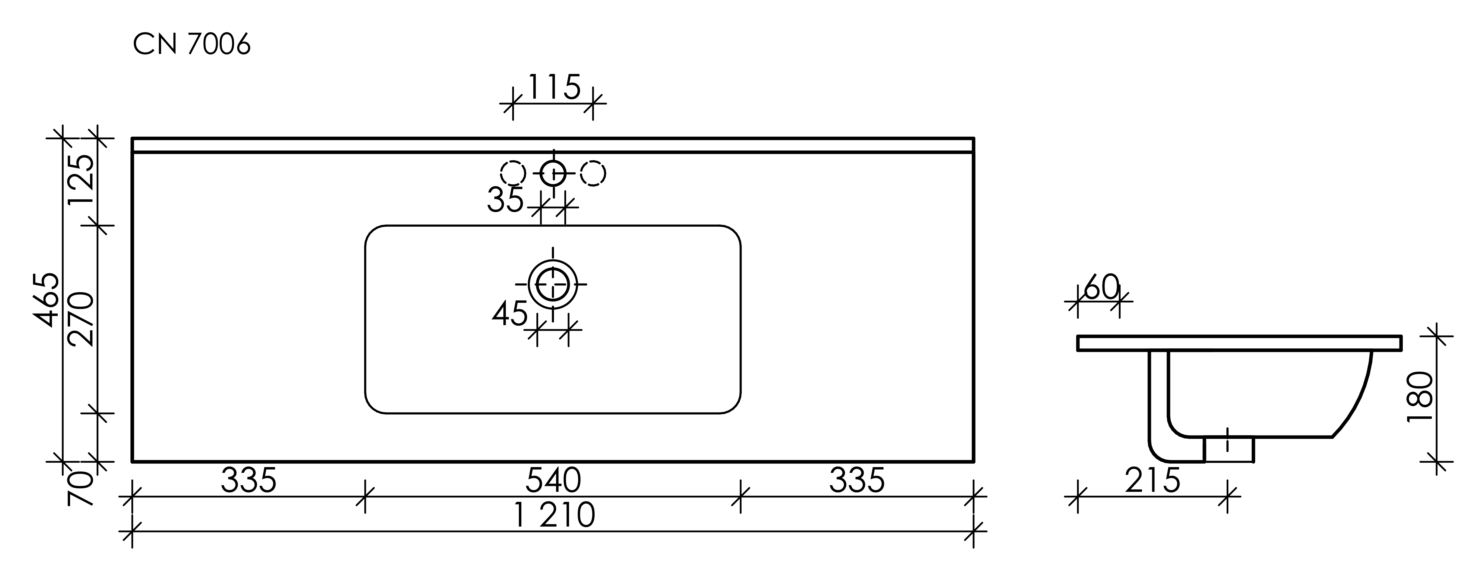 Раковина Ceramica Nova Element 120 см CN7006MB матовый черный