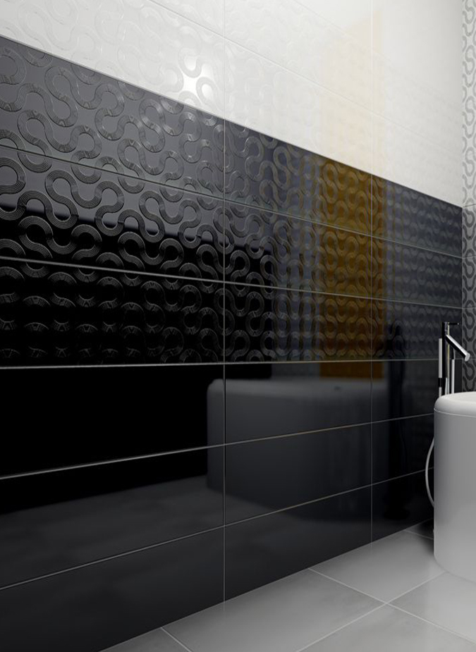 Керамическая плитка Meissen Плитка Spin Black Geo 25х75