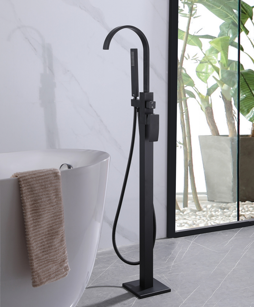 Смеситель для ванны с душем Abber Wasserfall AF8615B матовый черный