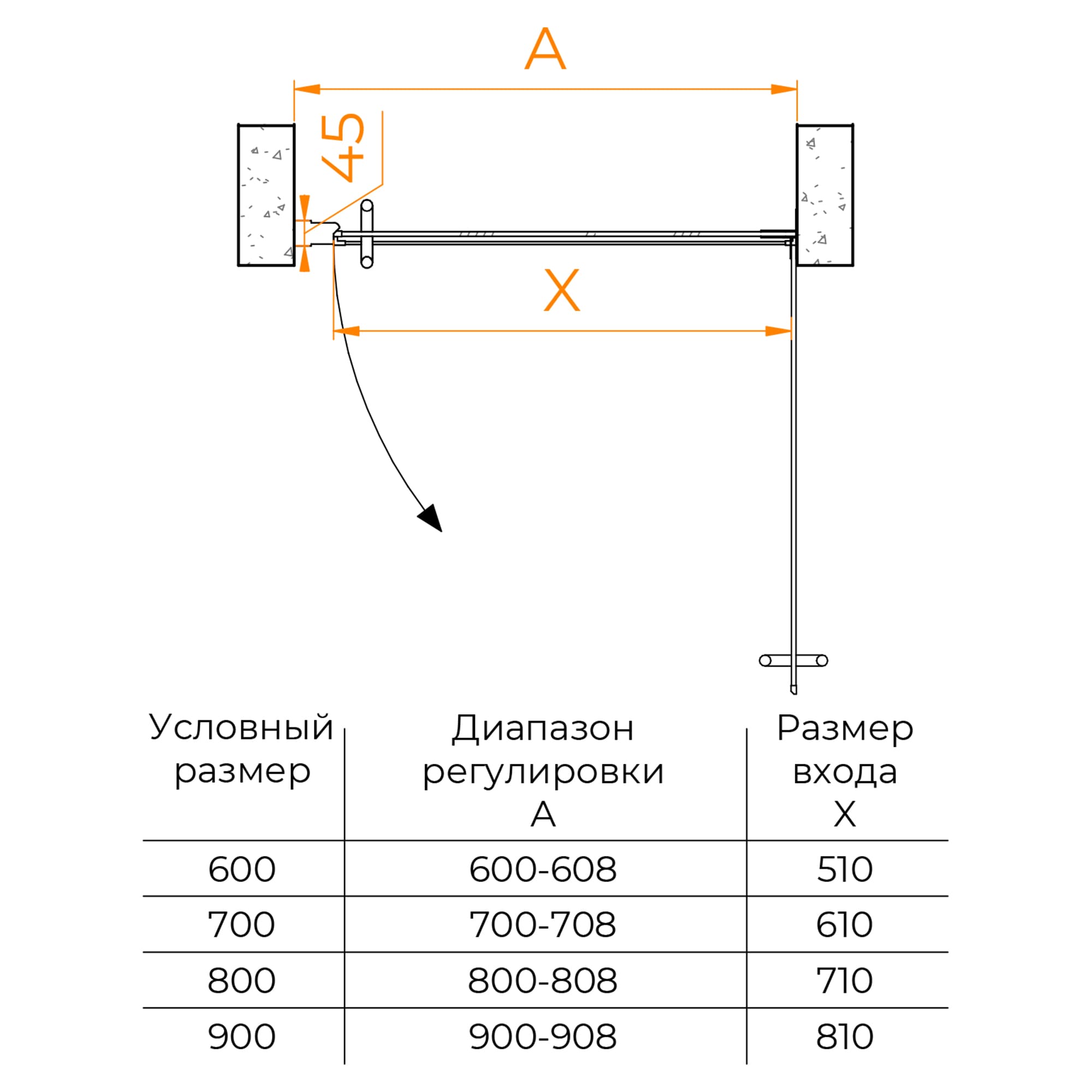 Душевая дверь RGW HO-011, Матовое-Сатинат, 700