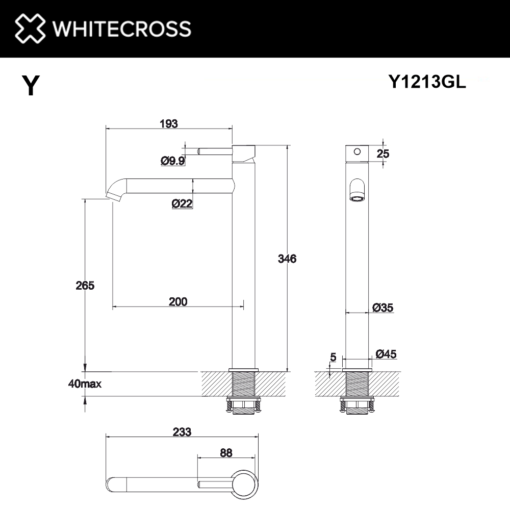 Смеситель для раковины-чаши Whitecross Y gold Y1213GL глянцевое золото