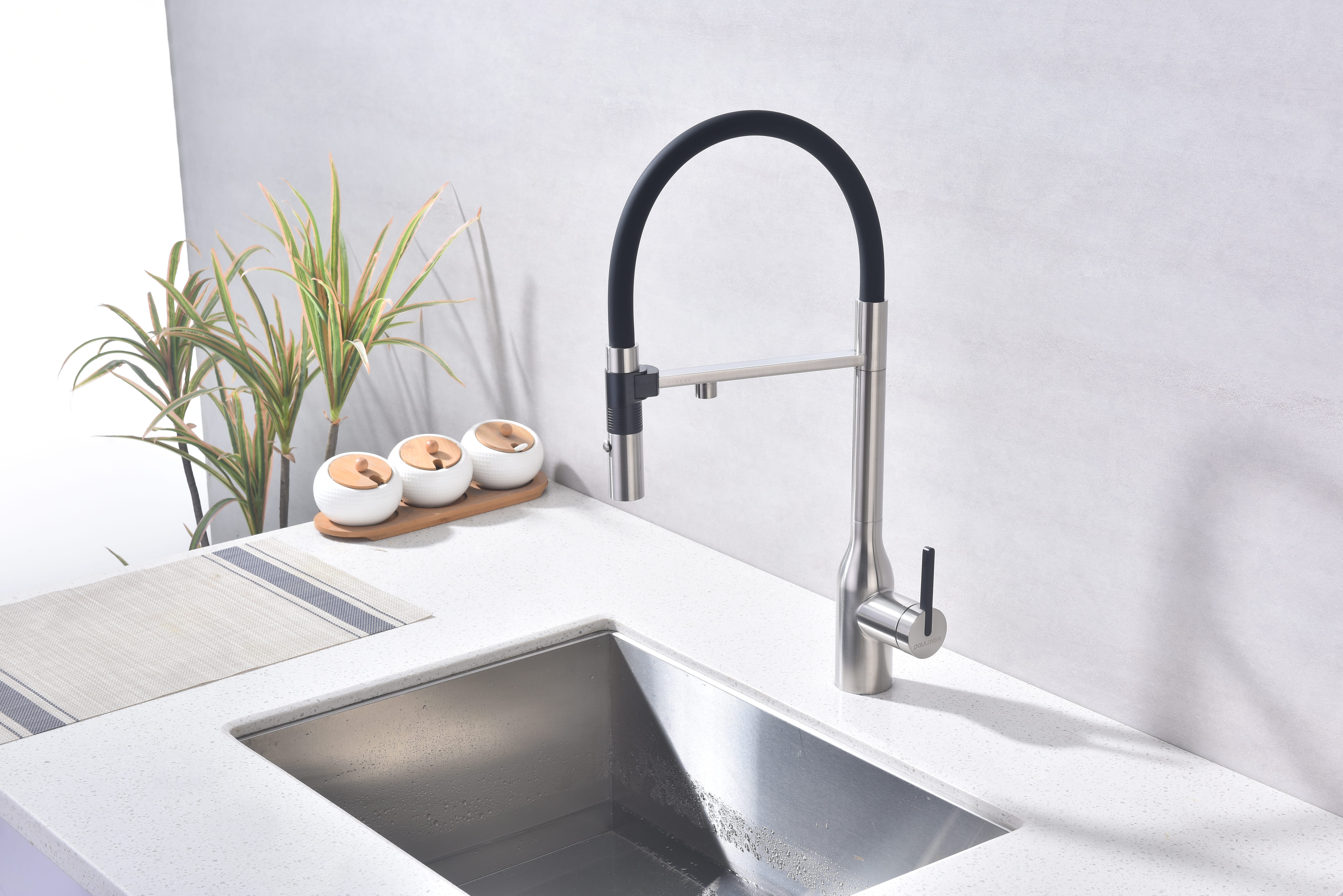 Смеситель для кухонной мойки Paulmark Magneto One Ma213188-BS брашированная сталь