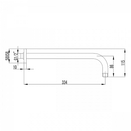 Держатель лейки верхнего душа Lemark LM3787GM, настенный 334 мм, для LM3722GM, LM3729GM, графит