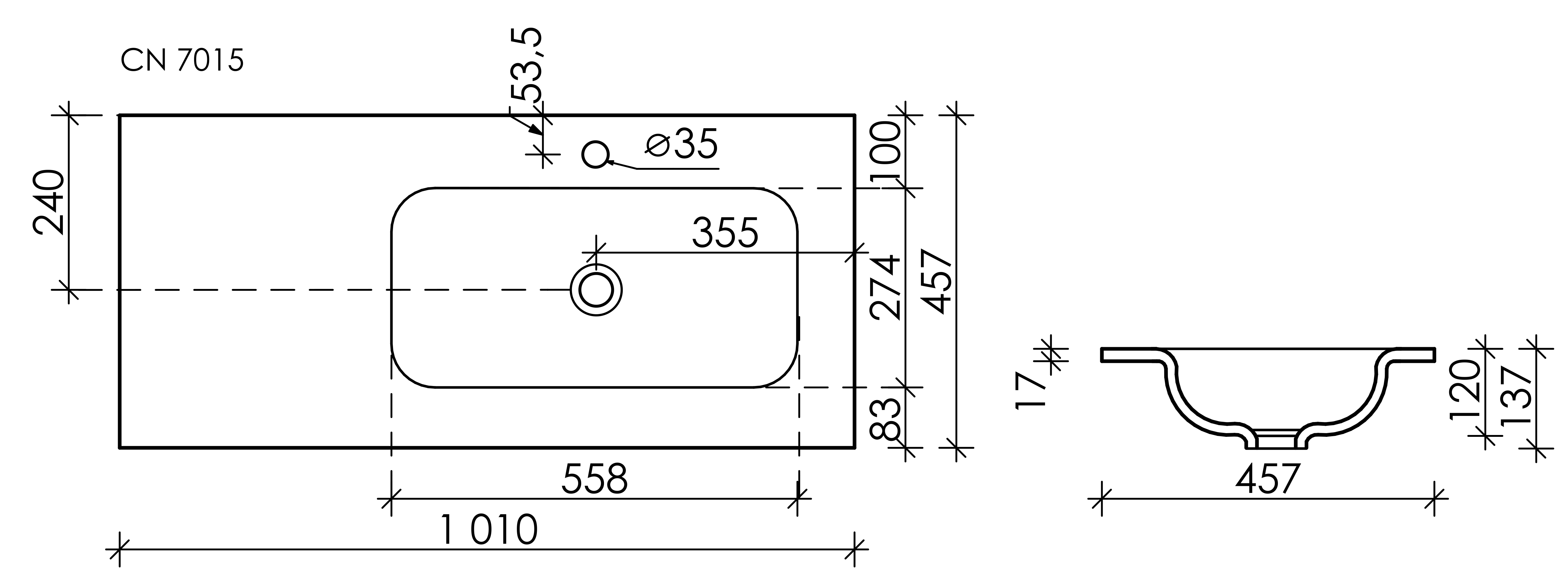 Раковина Ceramica Nova Element 100 см CN7015 белый