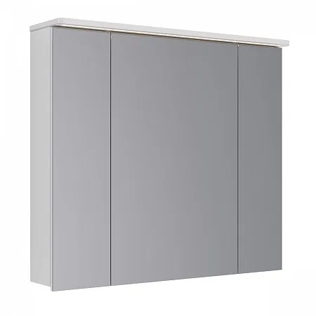 Шкаф зеркальный Lemark ZENON 90х80см 3-х дв, с козырьком-подсветкой, с розеткой, Белый глянец