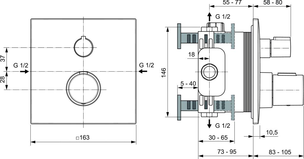 Смеситель Ideal Standard Ceratherm C100 для душа термостатический A6956A2